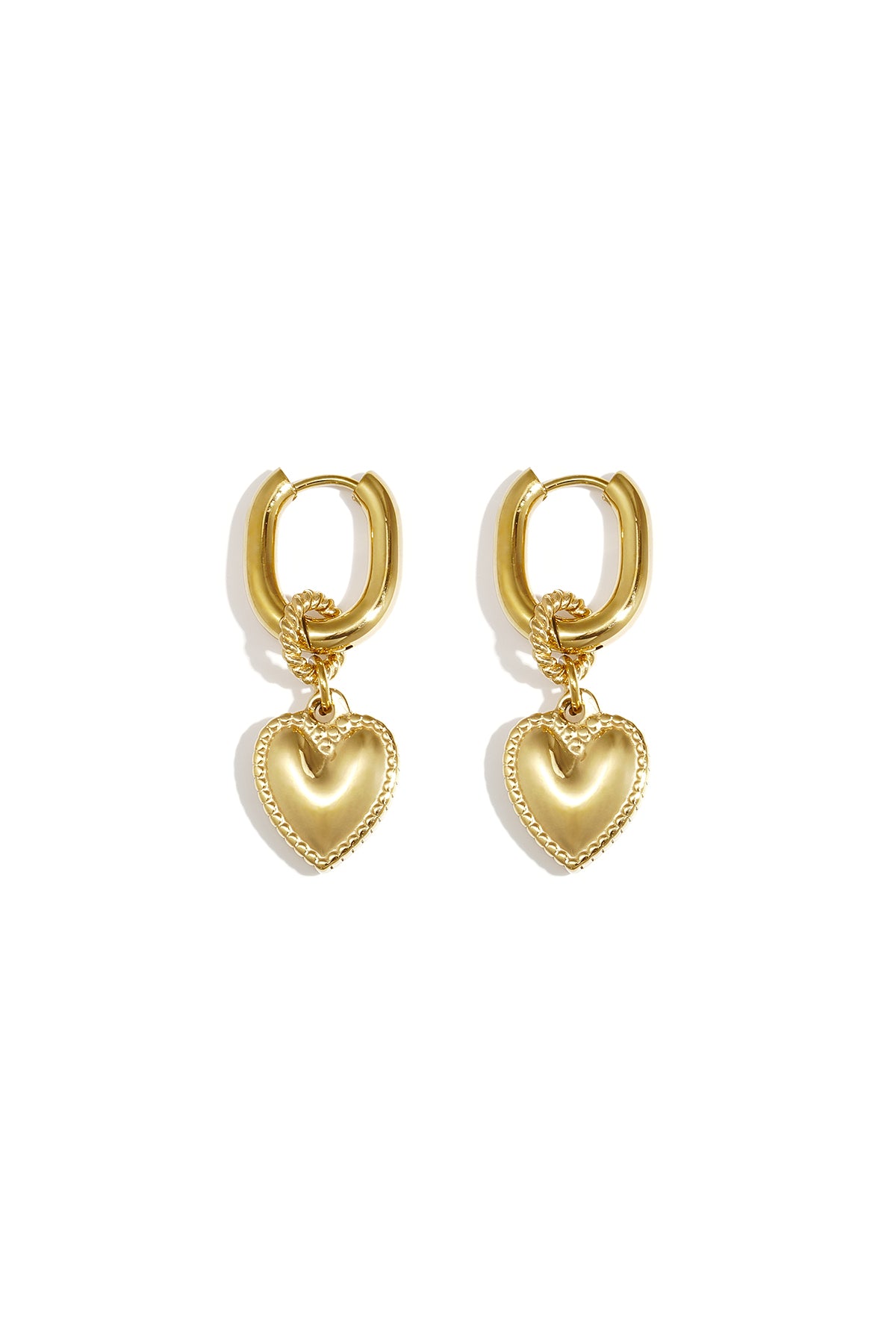 Herzförmige Ohrhänger aus Edelstahl, schlichte Serie, Damenschmuck