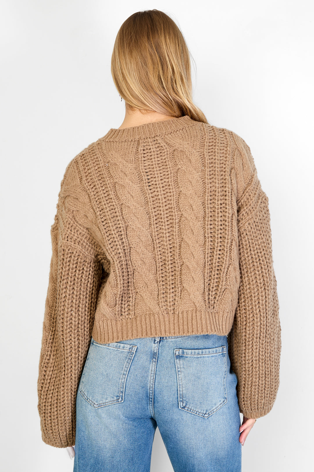 Zopfmuster-Strickjacke