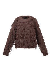 Strickpullover mit Fransen
