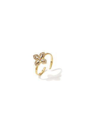 Statement-Ring mit eingelegtem Kleeblatt
