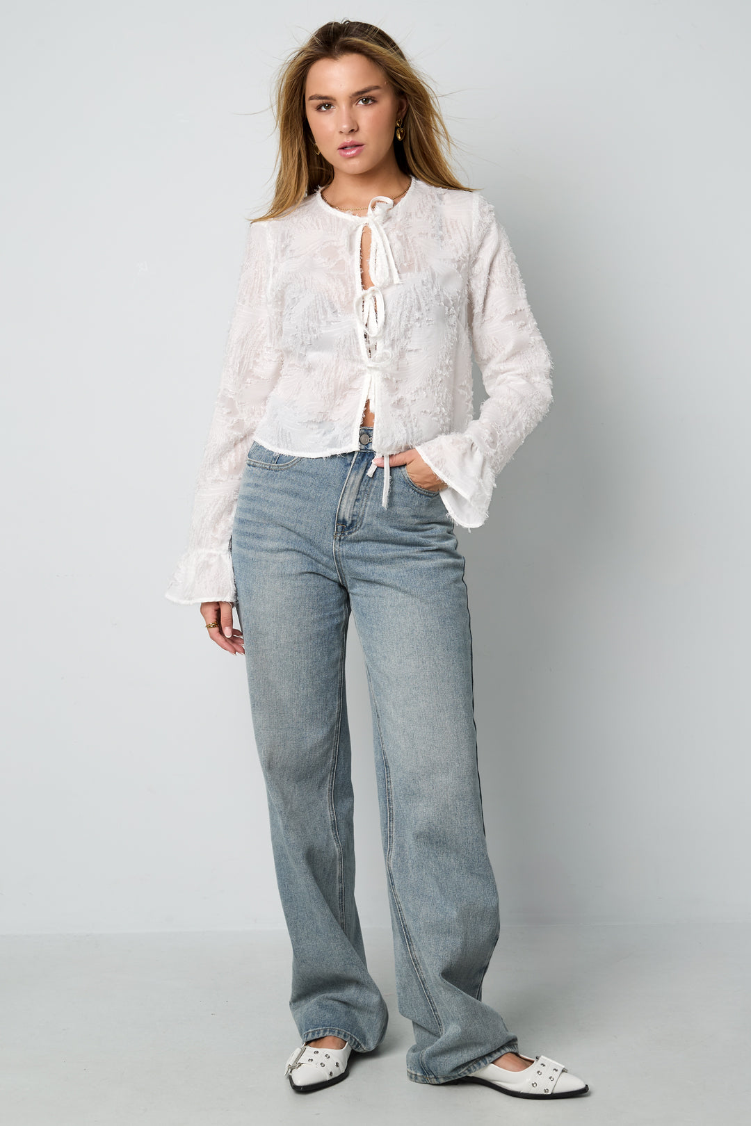 Gewebte Polyesterfasern Damen Langarmshirts Elegantes Einfarbiges Frühling/Sommer