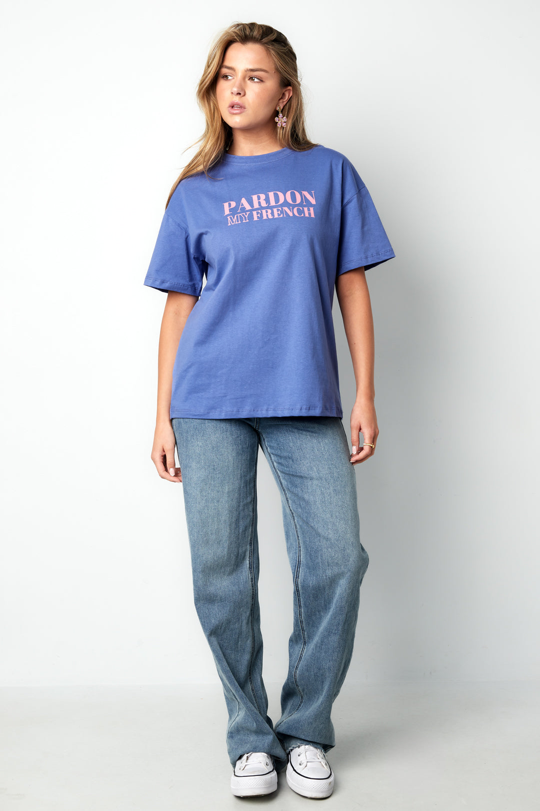 Cotton Damen T-Shirt Casual Letters