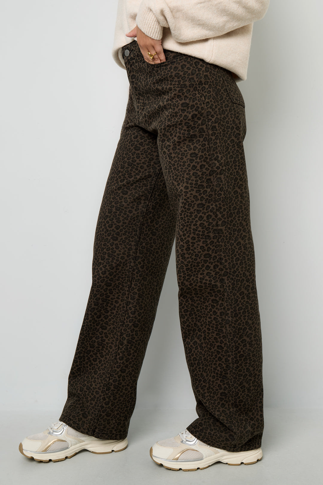 Gewebte Baumwolle Damen Gerade Hose Leopardenmuster Herbst/Winter