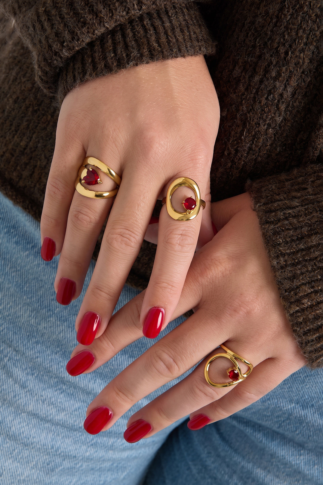 Minimalistische Ringe aus Edelstahl, unregelmäßige Form, schlichte Alltags-Serie, Damenschmuck
