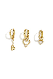 Edelstahl-Ohrring-Sets, Herz, Schlicht, Alltagsschmuck, Serie, Damenschmuck