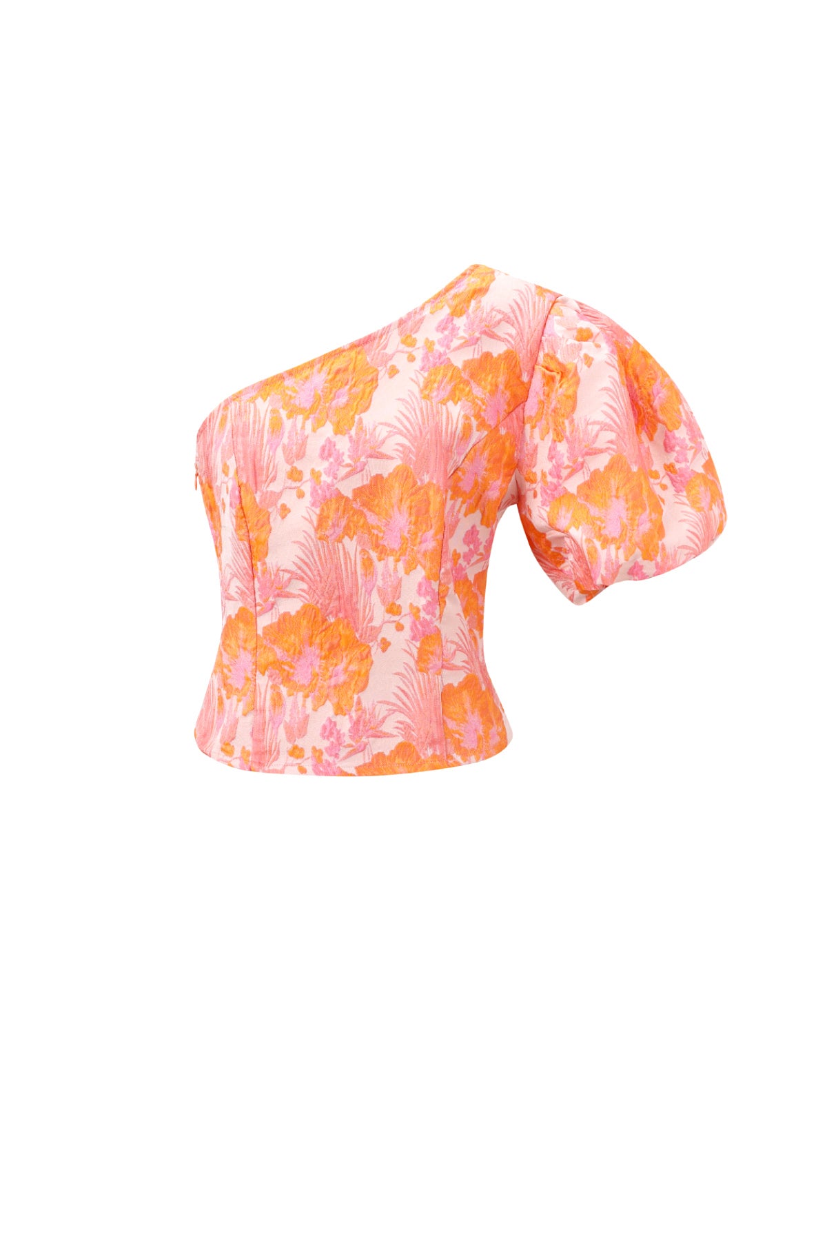Gewebte Polyesterfasern Damen Ein-Schulter Oberteil Elegant Blumenmuster
