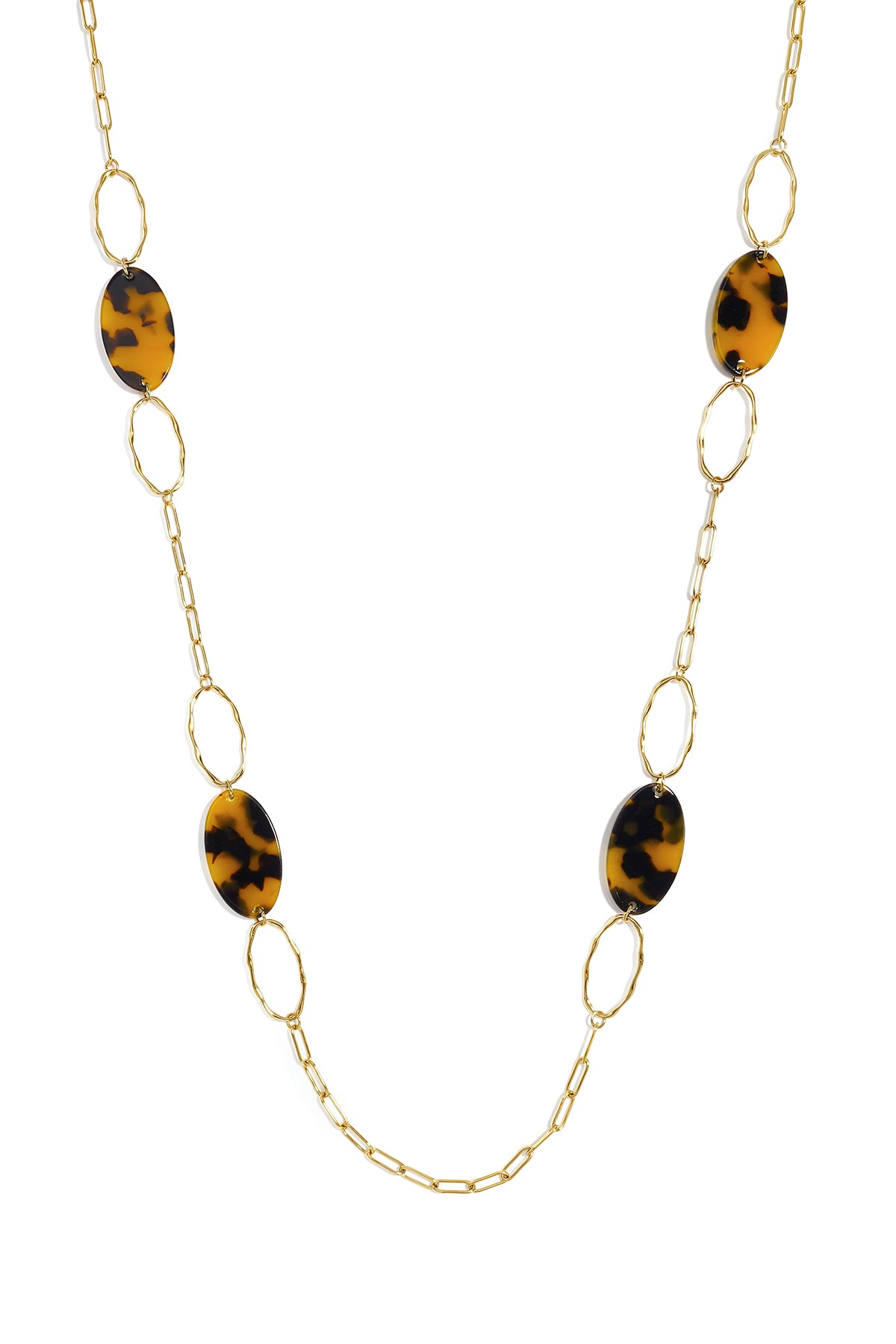 Lange Halskette aus Edelstahl, ellipsenförmig, lässig-schlichte Serie, Damenschmuck
