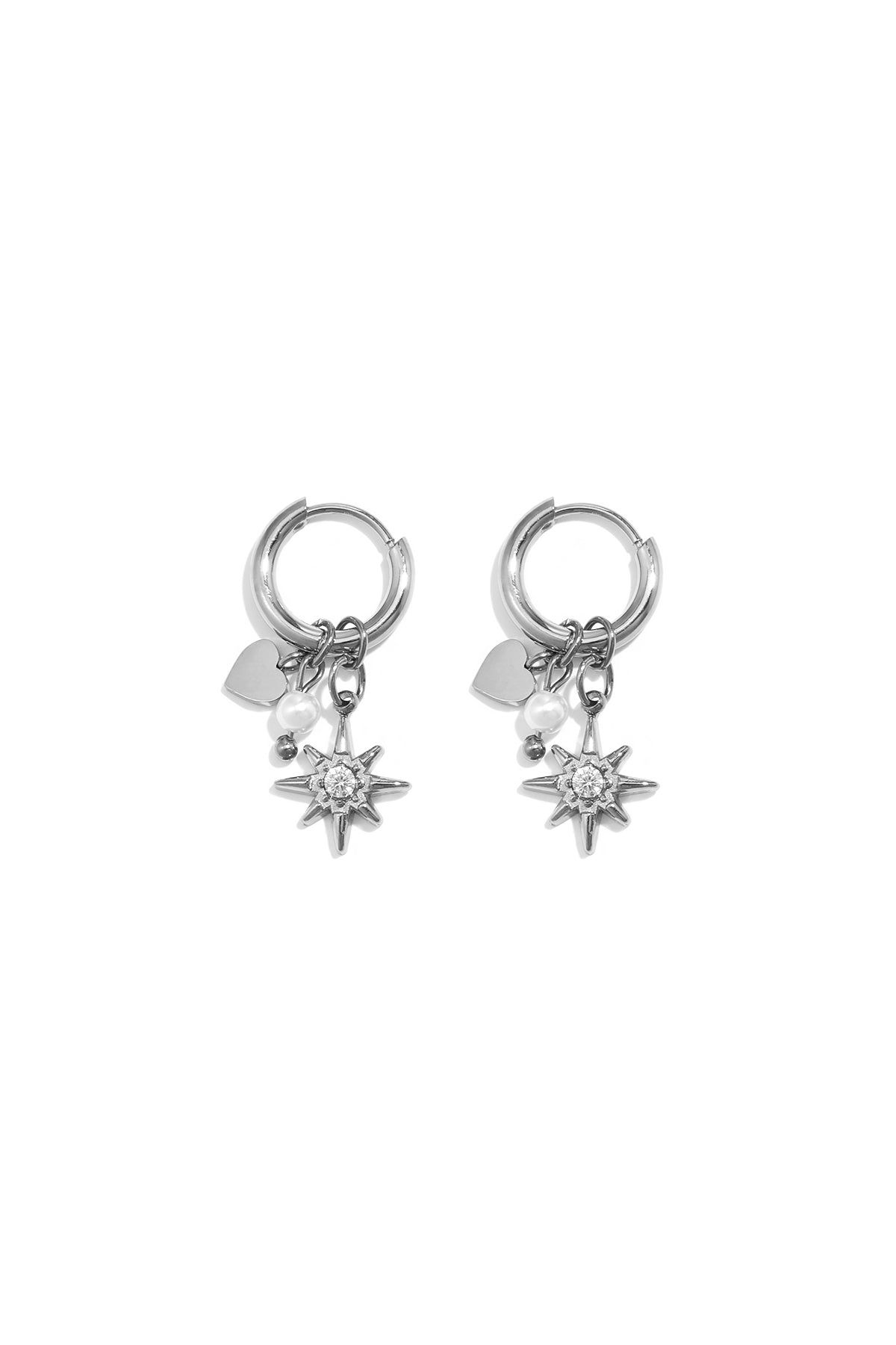 Herzförmige Ohrhänger aus Edelstahl, schlichte Serie „Damenschmuck“