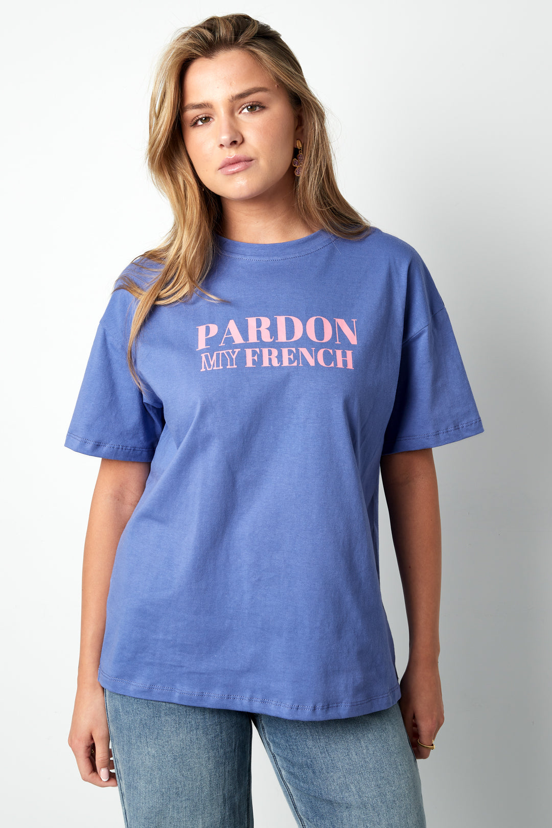Cotton Damen T-Shirt Casual Letters