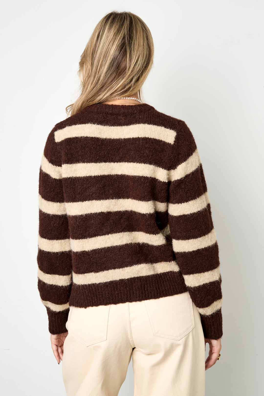 Gestrickte Polyesterfaser Damen-Cardigan Casual Streifen