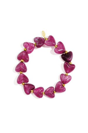 Elastic heart beaded bracelet