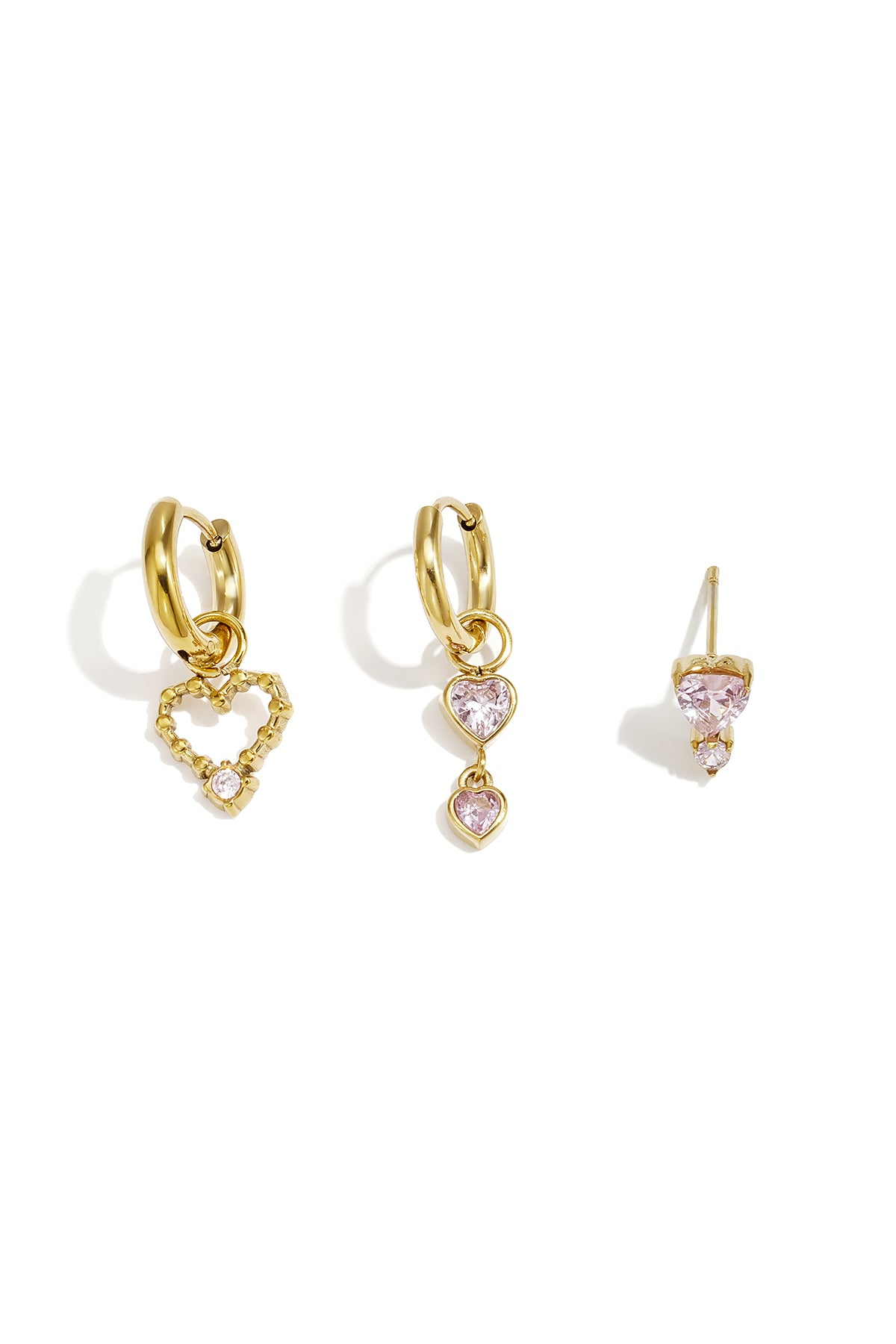 Edelstahl-Ohrring-Sets, Herz, Schlicht, Alltagsschmuck, Serie, Damenschmuck