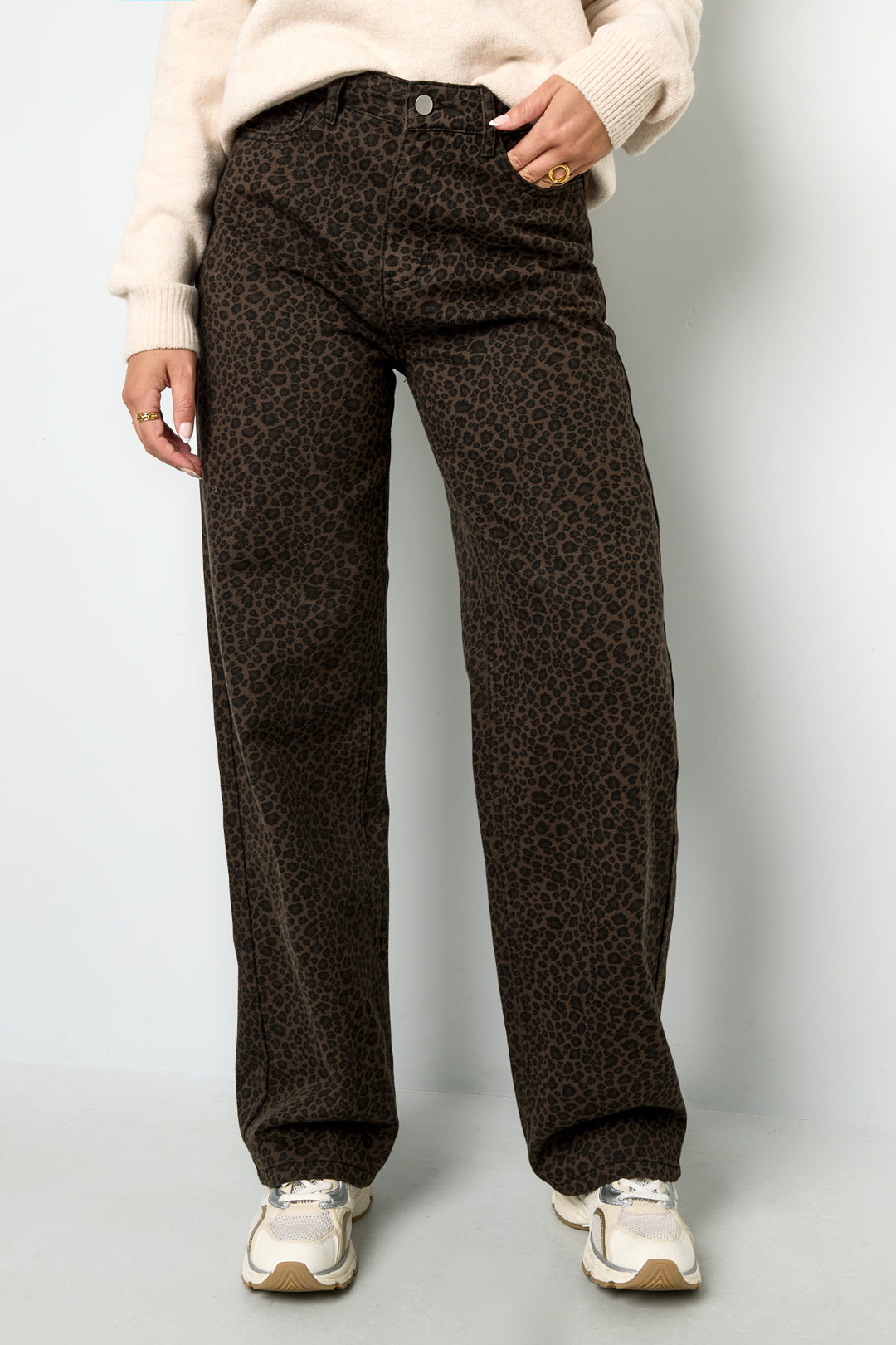 Gewebte Baumwolle Damen Gerade Hose Leopardenmuster Herbst/Winter