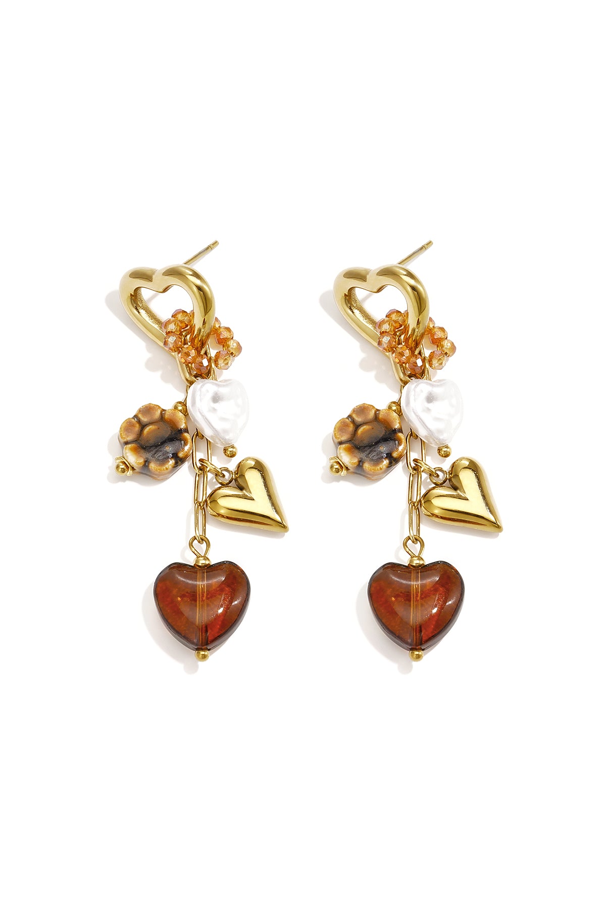 Herzförmige Hängeohrringe aus Edelstahl, elegant, luxuriös, für jeden Tag – Damenschmuck