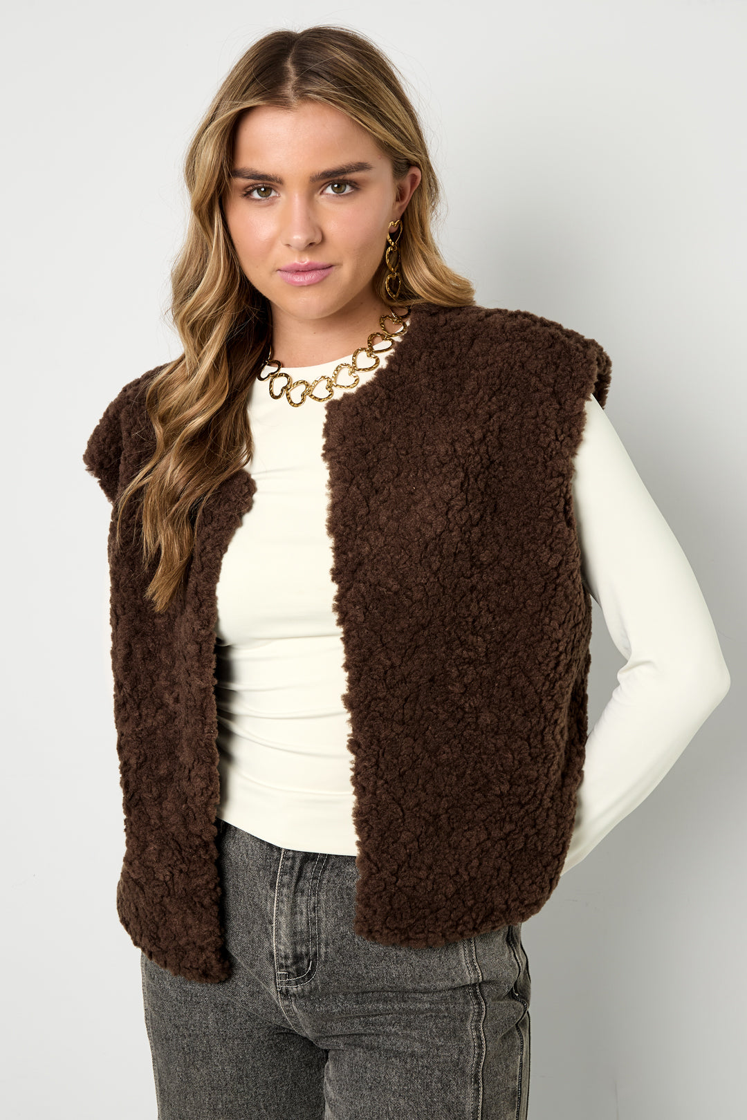Woven Polyester Fiber Damen Weste Casual Solid Color Fall/Winter