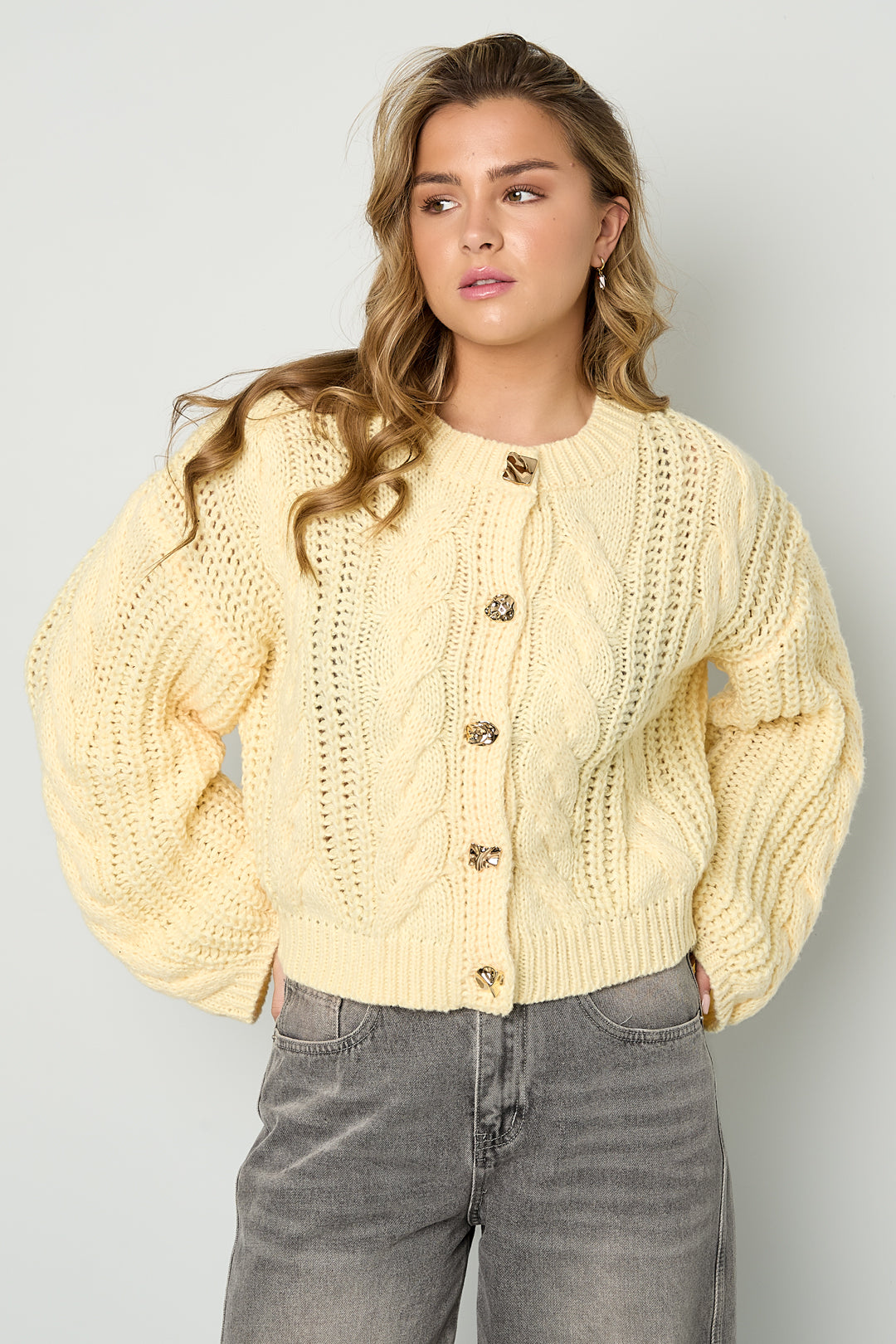 Zopfmuster-Strickjacke