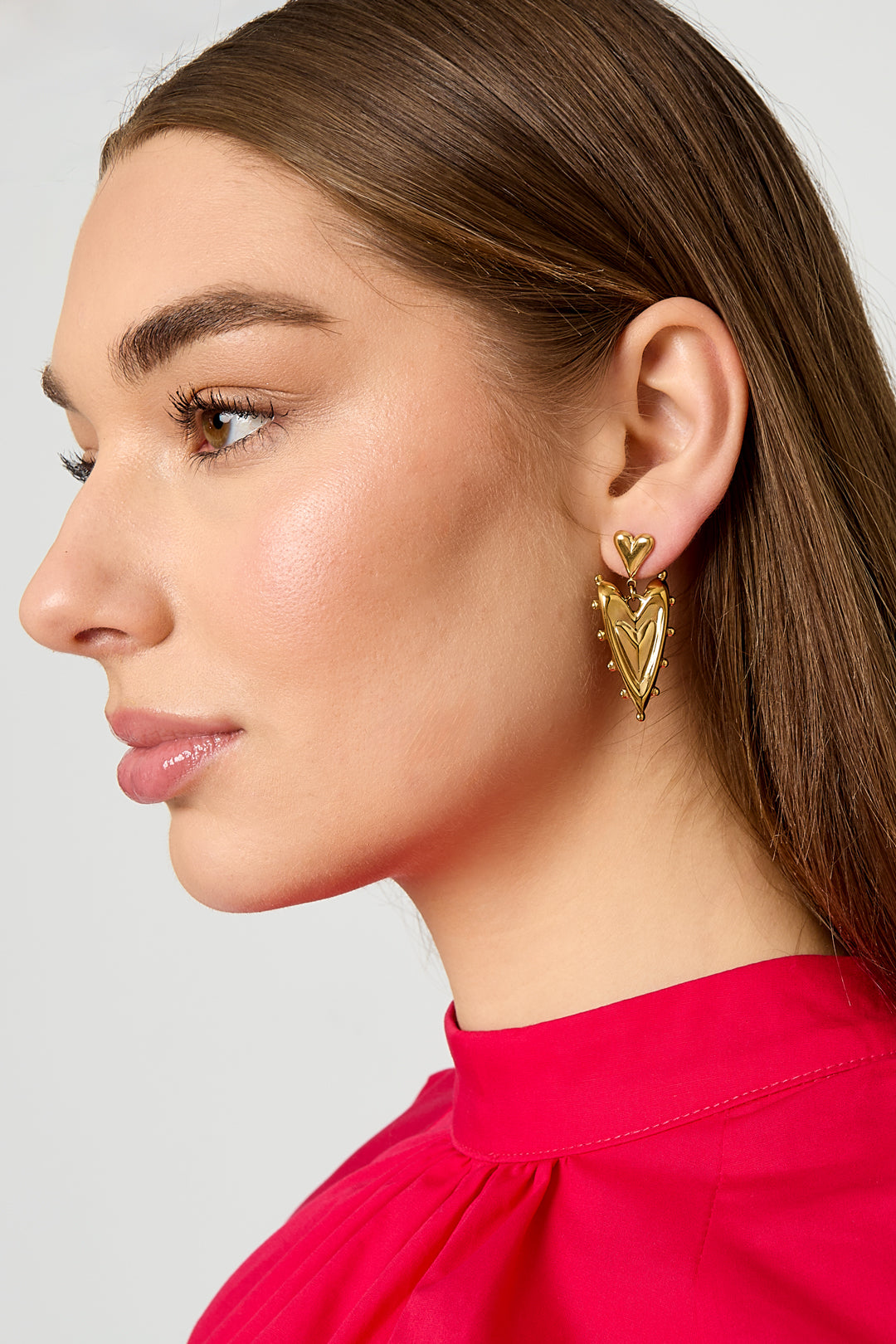 Ohrhänger aus Edelstahl, Herzform, schlicht und elegant, für Damen.