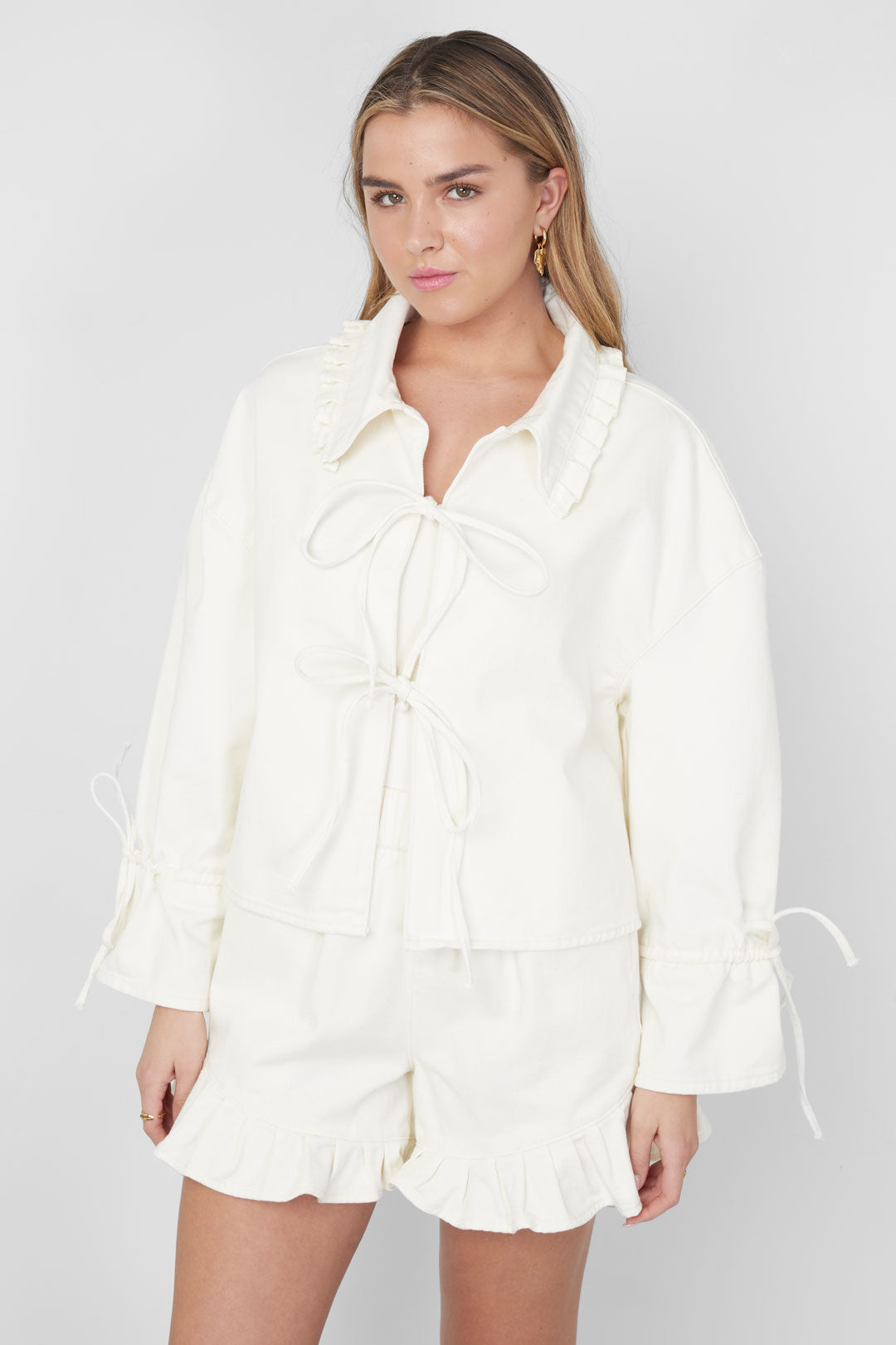 Gimme Cotton Bow Jacket: Spring/Summer Casual Elegance