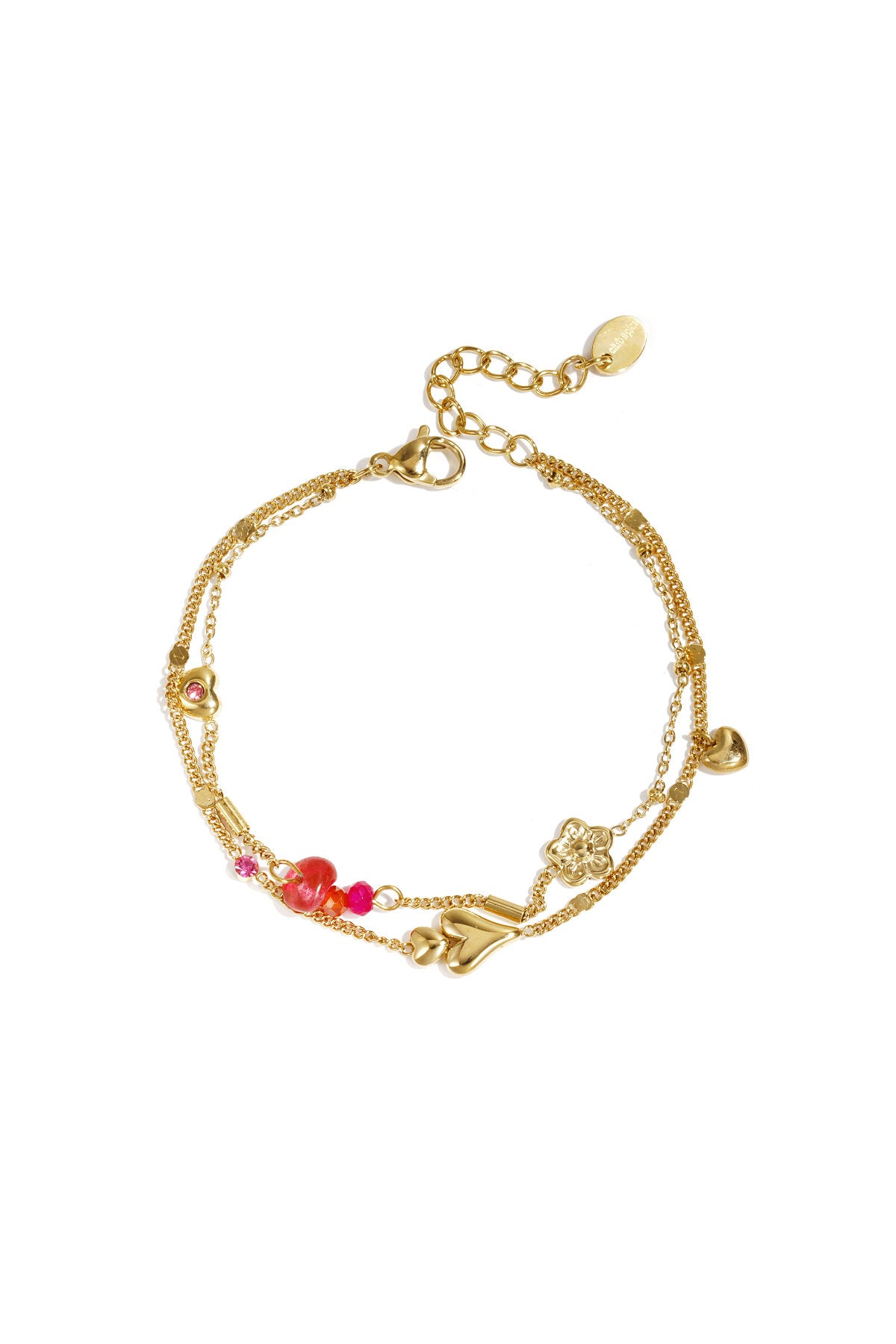 Armband mit Herzen Blumen und Perlen
