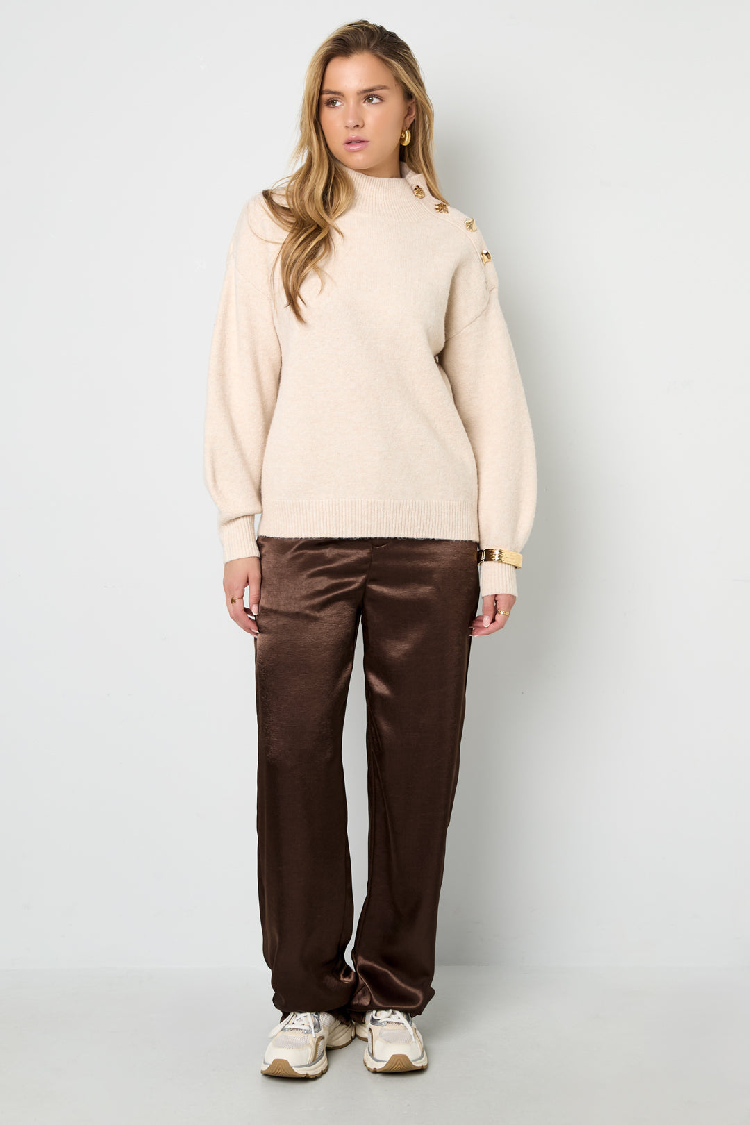 Gestrickte Polyesterfasern Damen Rollkragenpullover Casual Einfarbig