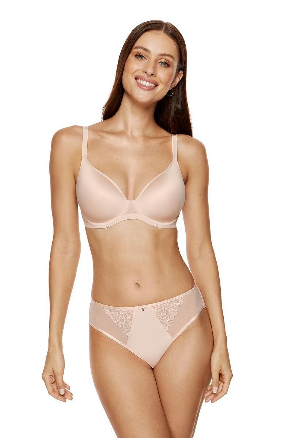 Gorteks gepolsterter BH Beige mit glatten Cups, Vorderansicht
