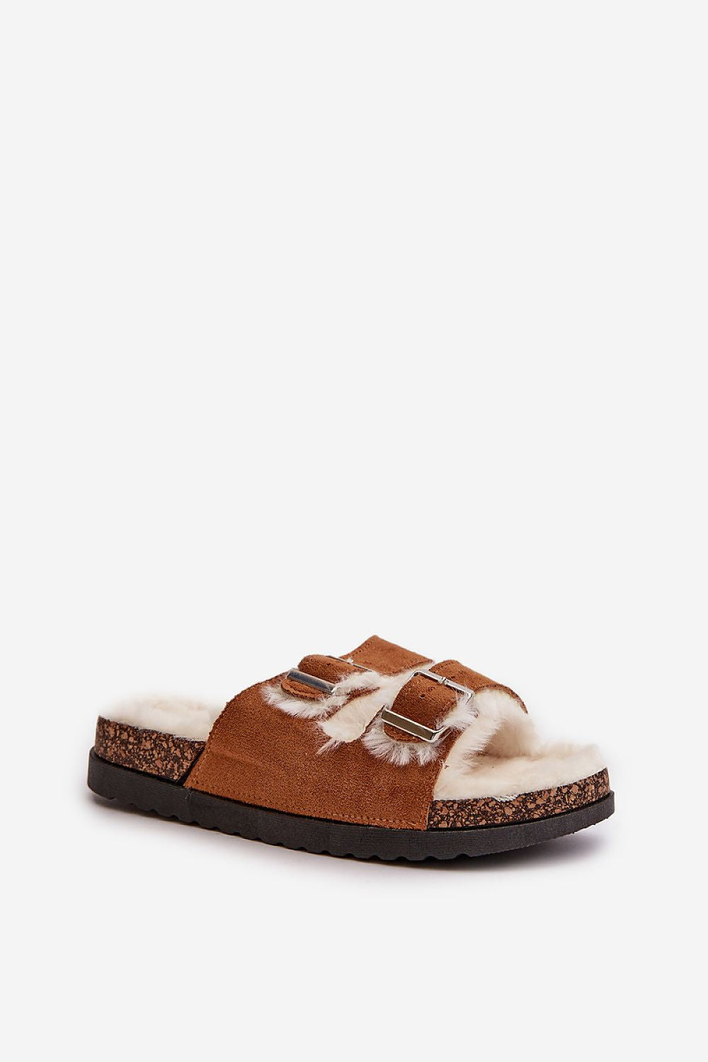 Step in style Pantolette in Braun mit Kunstfellfutter, Seitenansicht