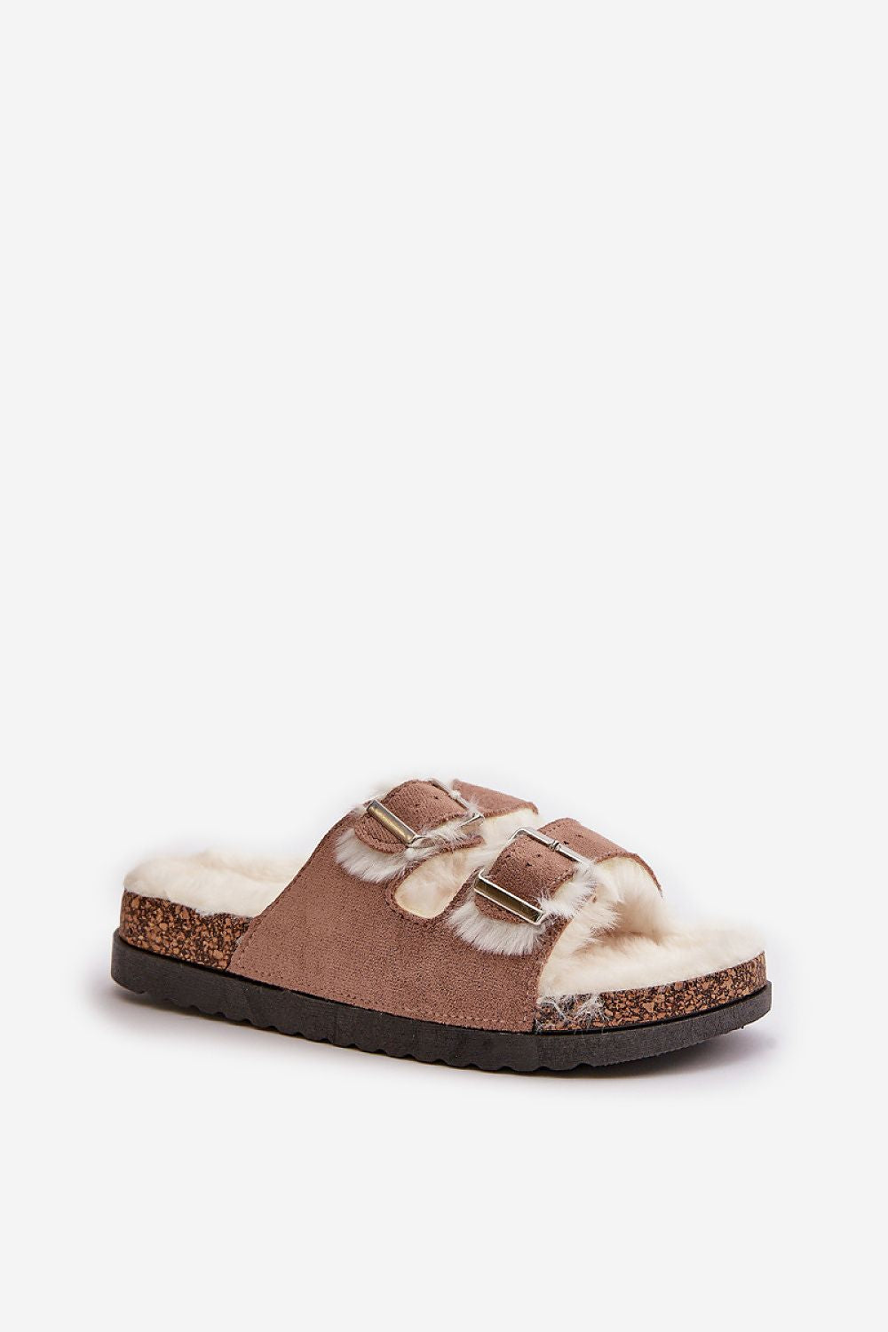 Step in style Pantolette in Taupe mit Kunstfellfutter, Seitenansicht