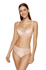 Gorteks Semi-Soft-BH in Rosa mit floraler Stickerei, Vorderansicht