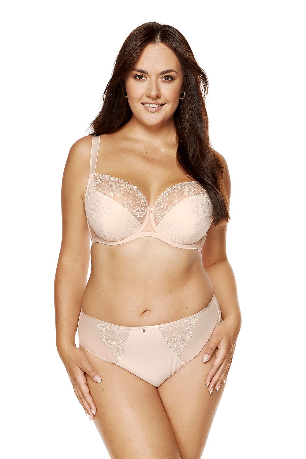 Gorteks Semi-Soft-BH in Rosa mit floraler Stickerei, Vorderansicht