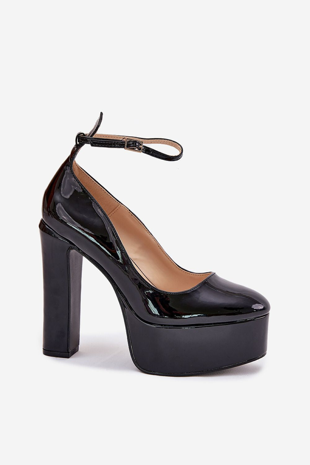 Step in style Pumps in Schwarz mit Plateausohle und 14-cm-Absatz, Seitenansicht