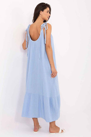 Midi-Musselin-Kleid aus 100 % Baumwolle – Luftiges Sommerkleid mit Rüschensaum