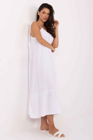 Midi-Musselin-Kleid aus 100 % Baumwolle – Luftiges Sommerkleid mit Rüschensaum