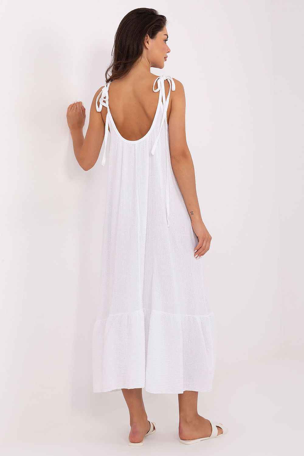 Midi-Musselin-Kleid aus 100 % Baumwolle – Luftiges Sommerkleid mit Rüschensaum