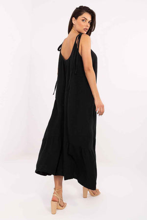 Midi-Musselin-Kleid aus 100 % Baumwolle – Luftiges Sommerkleid mit Rüschensaum