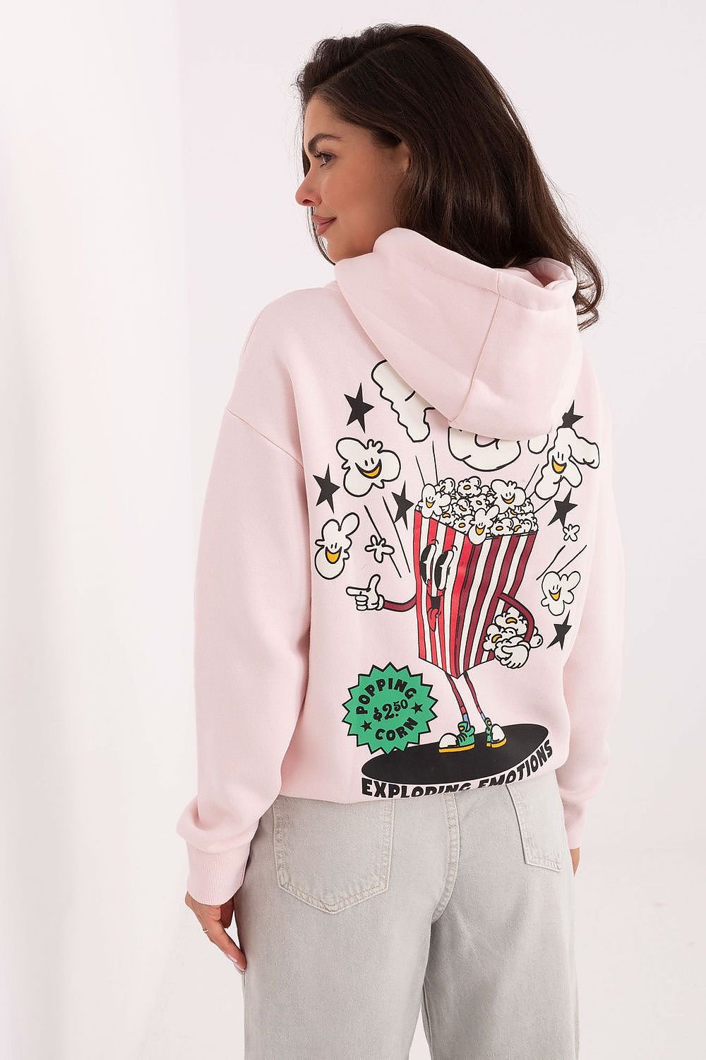 Sublevel Hoodie in Rosa mit großem Grafik-Rückenprint, Rückansicht