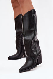 Step in style Stiefel in Schwarz mit Cowboyschaft und Absatz, Seitenansicht