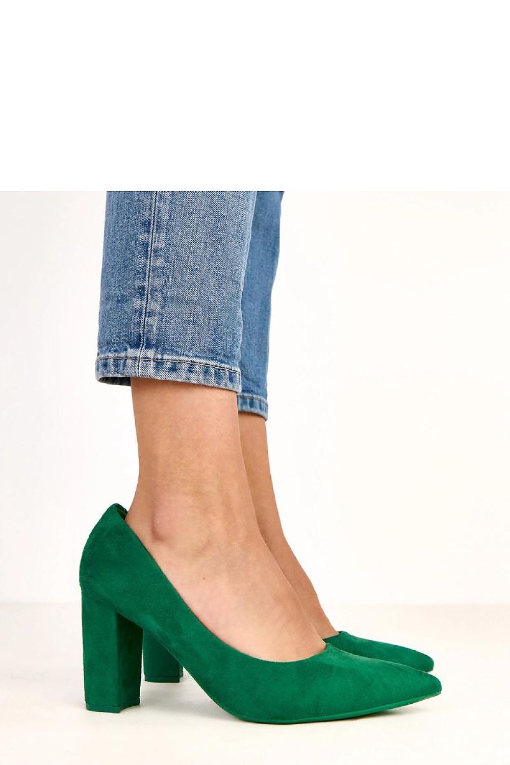 Solea Pumps in Grün mit hohem Absatz, Seitenansicht