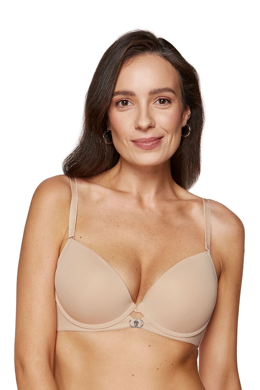 Gorteks Push-up-BH in Beige mit Zierdetail, Vorderansicht