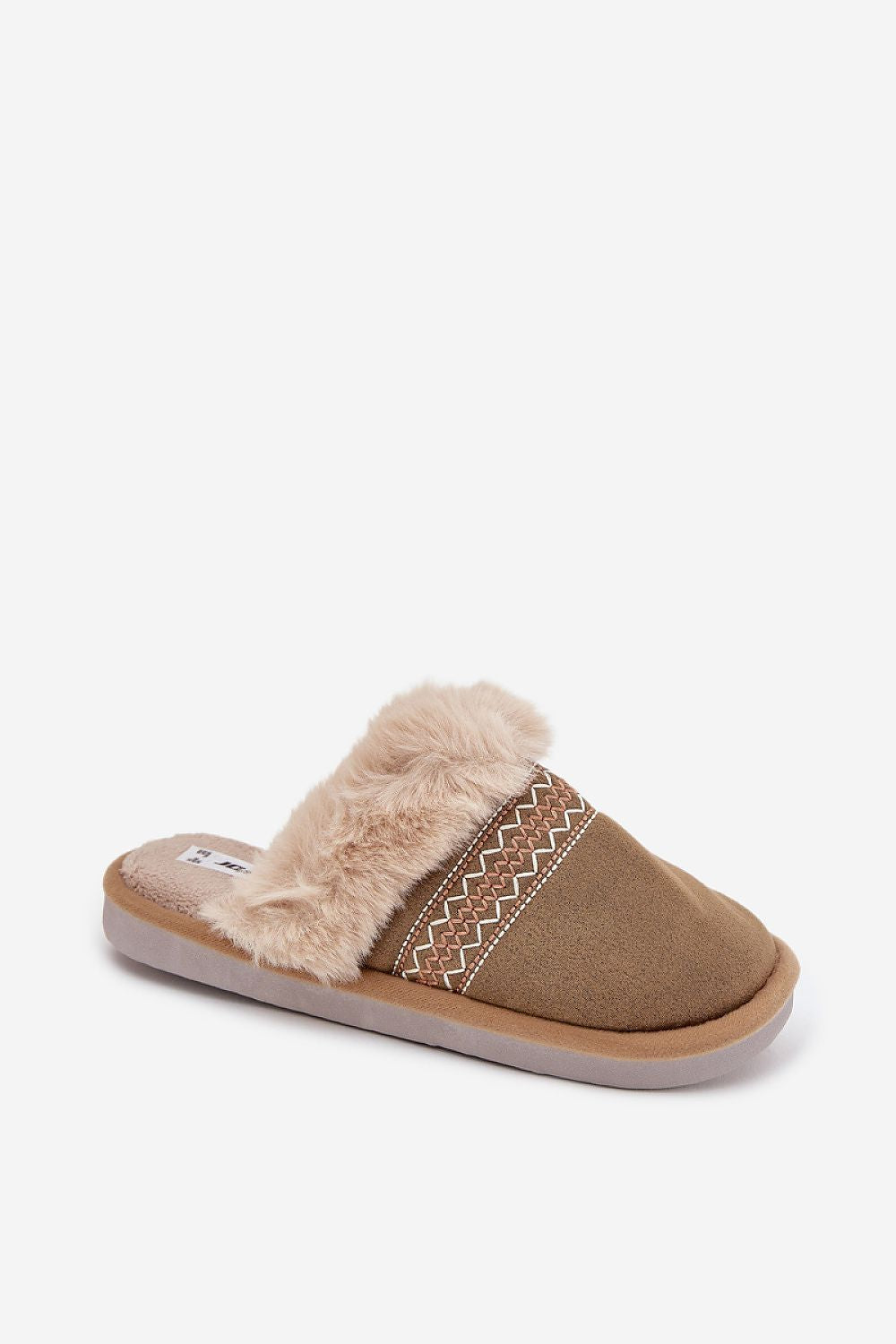 Step in style Pantolette beige mit Kunstfell und Zierstickerei, Seitenansicht