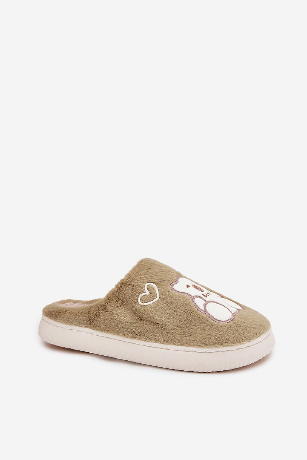 Step in style Pantolette beige mit Bärenmotiv und Herz, Seitenansicht