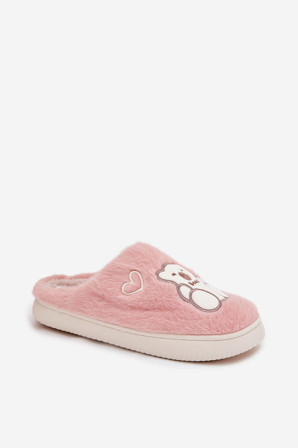Step in style Pantolette rosa mit Bärenmotiv und Herz, Seitenansicht