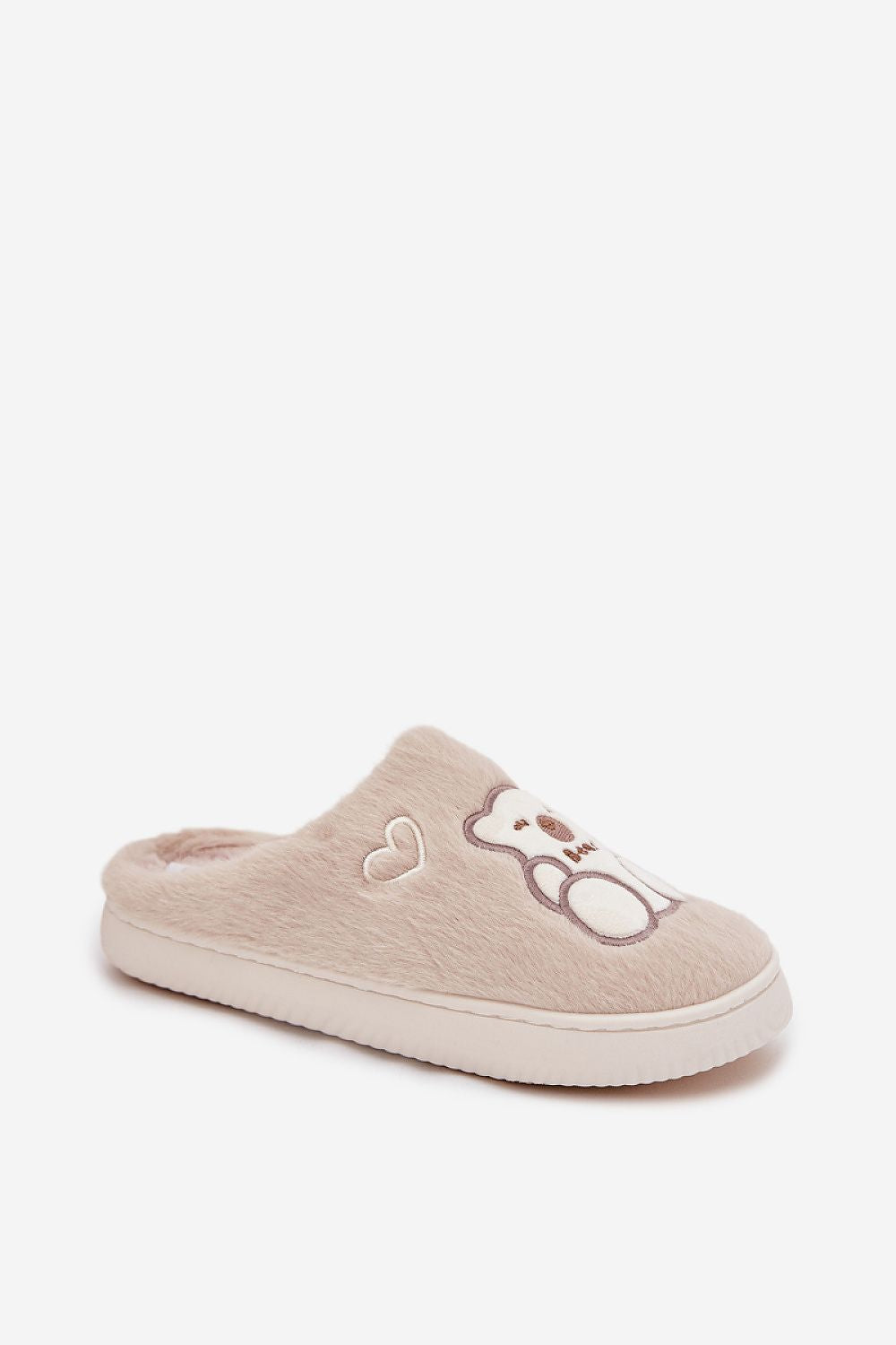 Step in style Pantolette creme mit Bärenmotiv und Herz, Seitenansicht