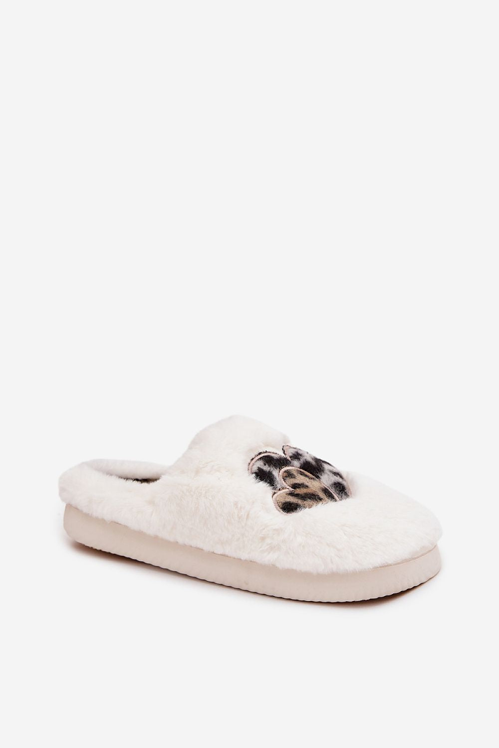 Step in style Pantolette weiß mit Herzmotiv, Seitenansicht