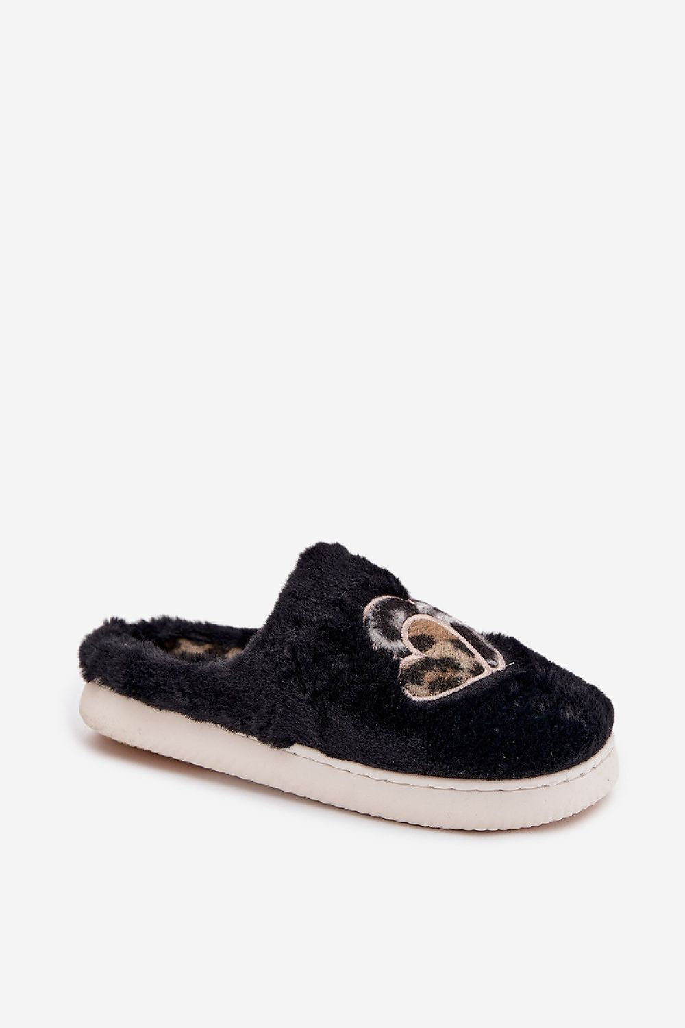 Step in style Pantolette schwarz mit Herzmotiv, Seitenansicht