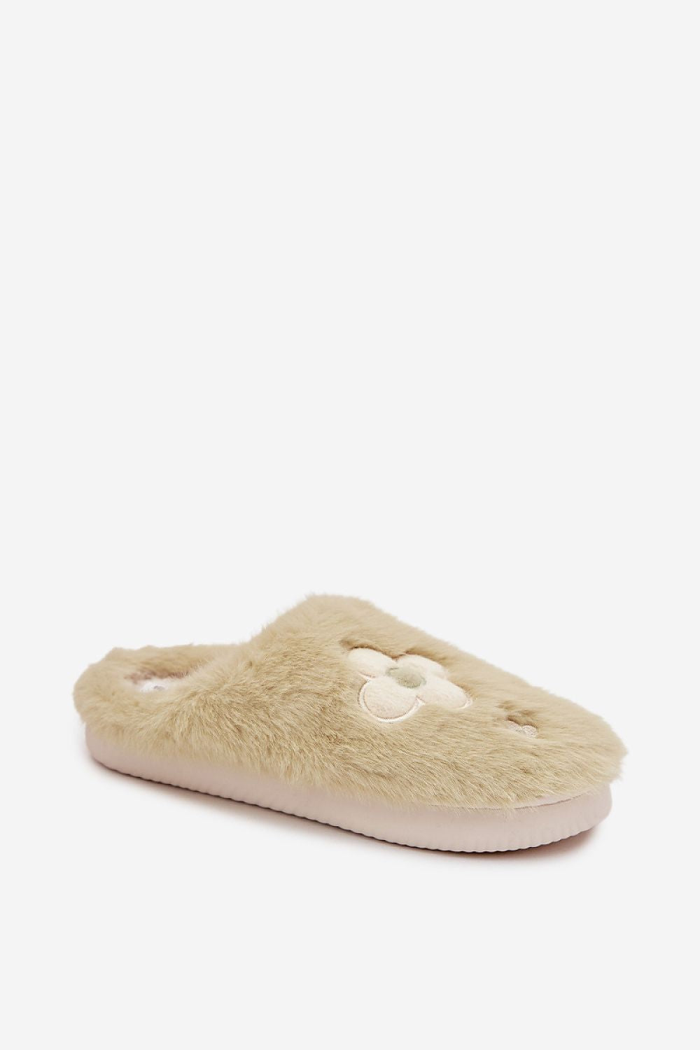 Step in style Pantolette beige mit Blumenmuster, Seitenansicht