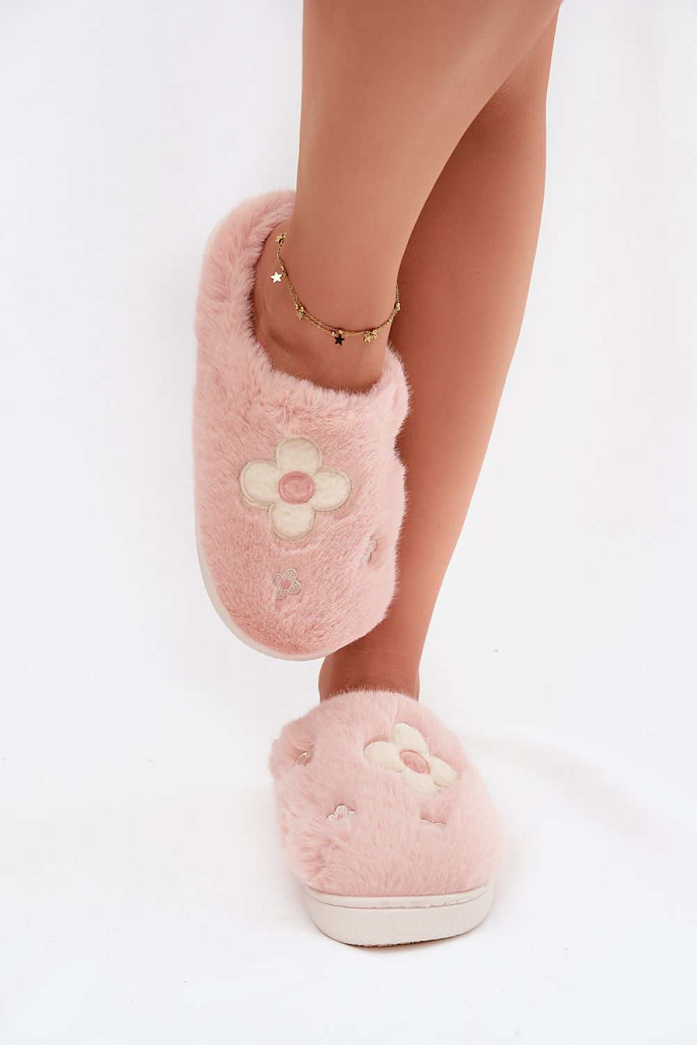 Step in style Pantolette rosa mit Blumenmuster, Vorderansicht