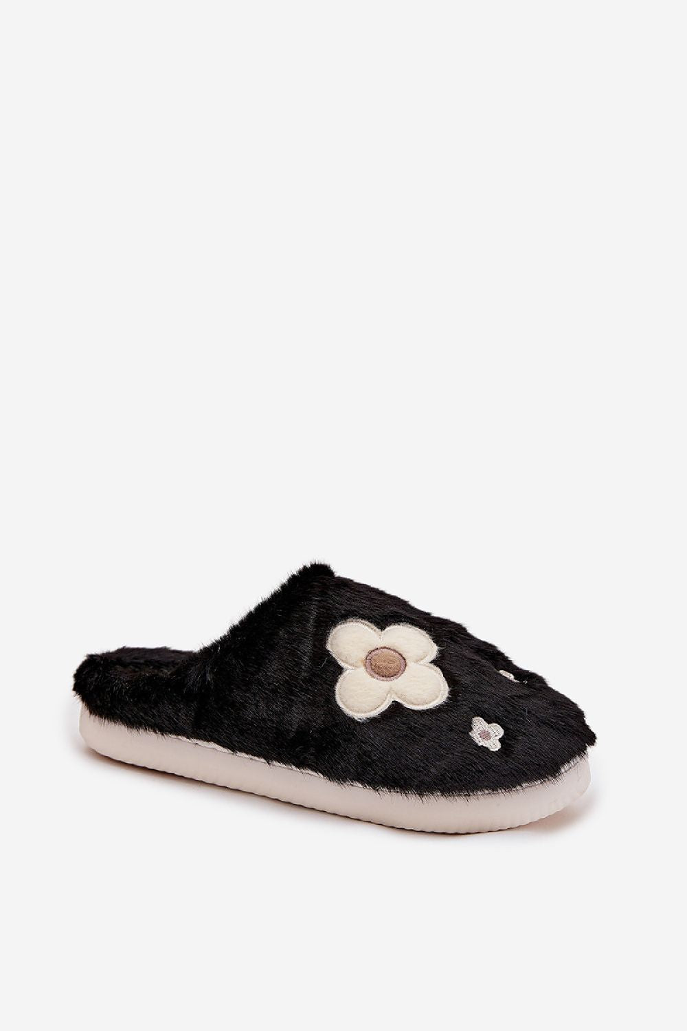 Step in style Pantolette schwarz mit Blumenmuster, Seitenansicht