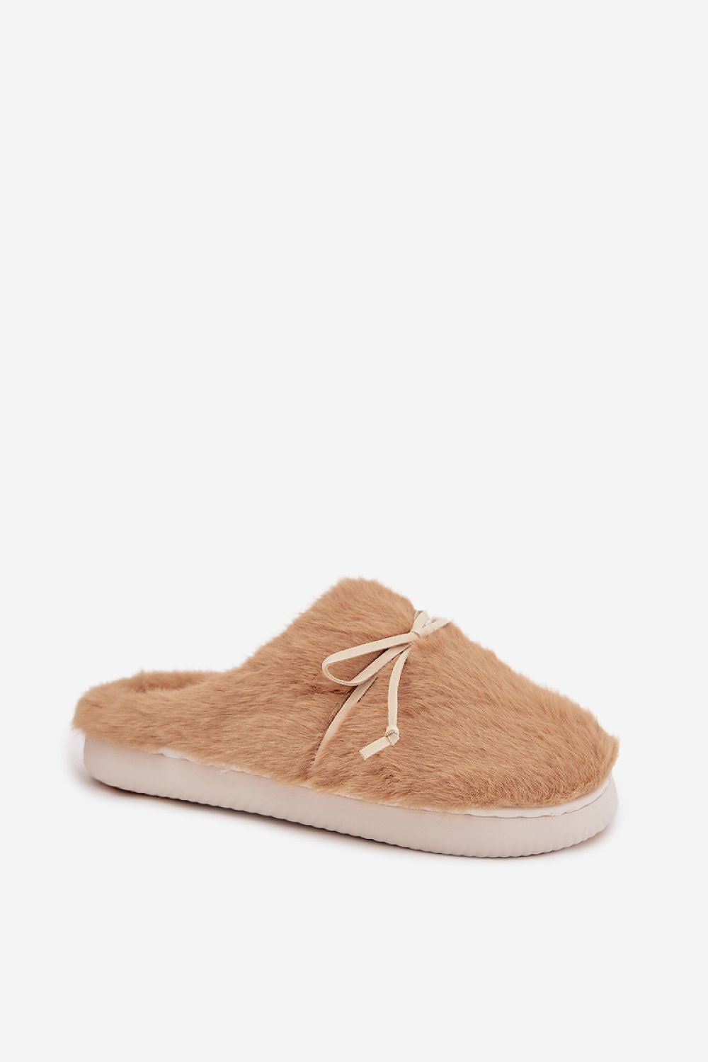 Step in style Pantolette in Beige mit Kunstfell und Schleife, Seitenansicht