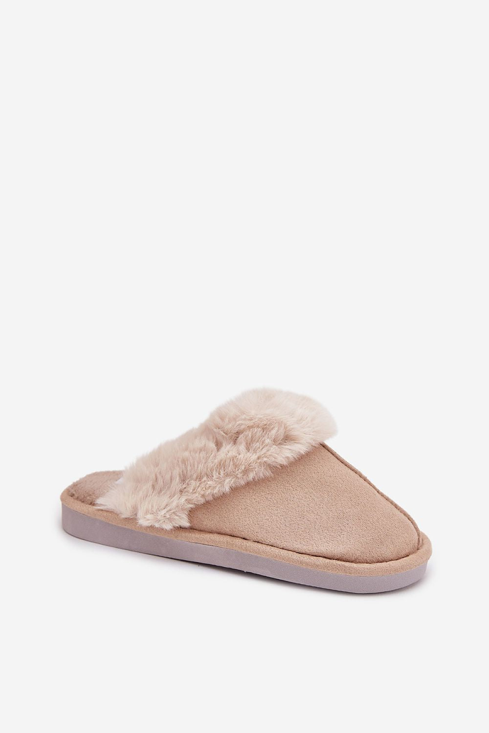 Step in style Pantolette in Beige mit Kunstfellbesatz, Seitenansicht