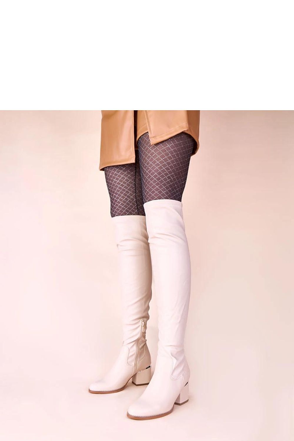 Solea Overknee-Stiefel in Weiß mit Blockabsatz, Vorderansicht